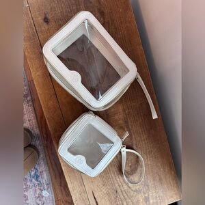 Clear Travel Pouch Set with Cream Trim